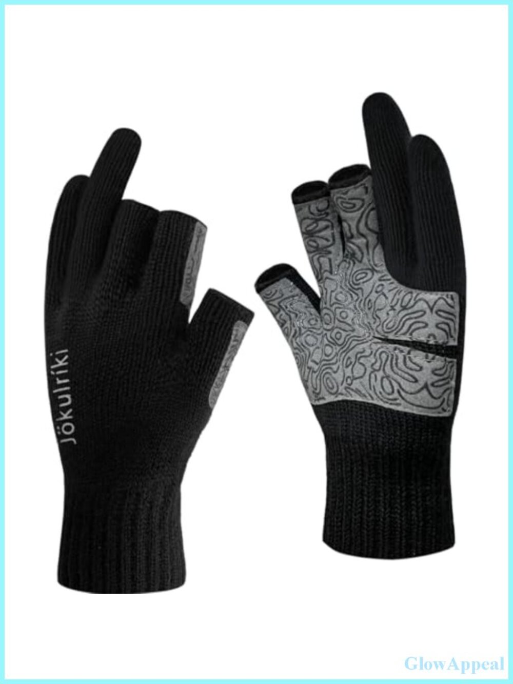 Merino Wool Fingerless Gloves 3-Cut Anti-Slip Palm for Winter Outdoor